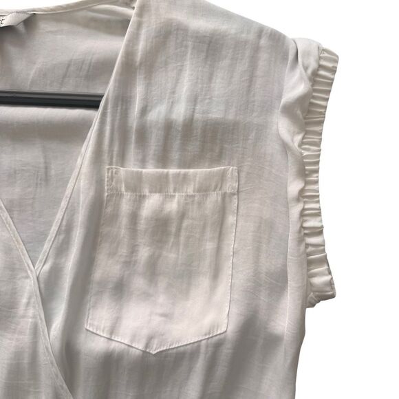 Next Size 8 Ivory Faux Wrap Short Sleeve Blouse VNext Polyester Career Summer To - Picture 3 of 9